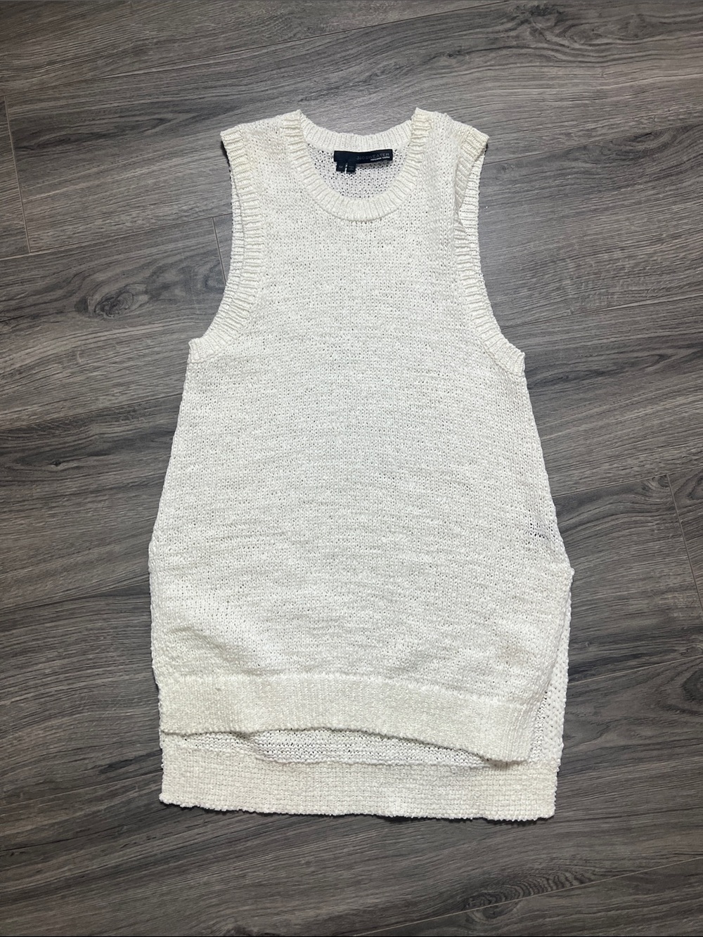 360 Sweater Cream Sleeveless Scoop Neck Knit Tank